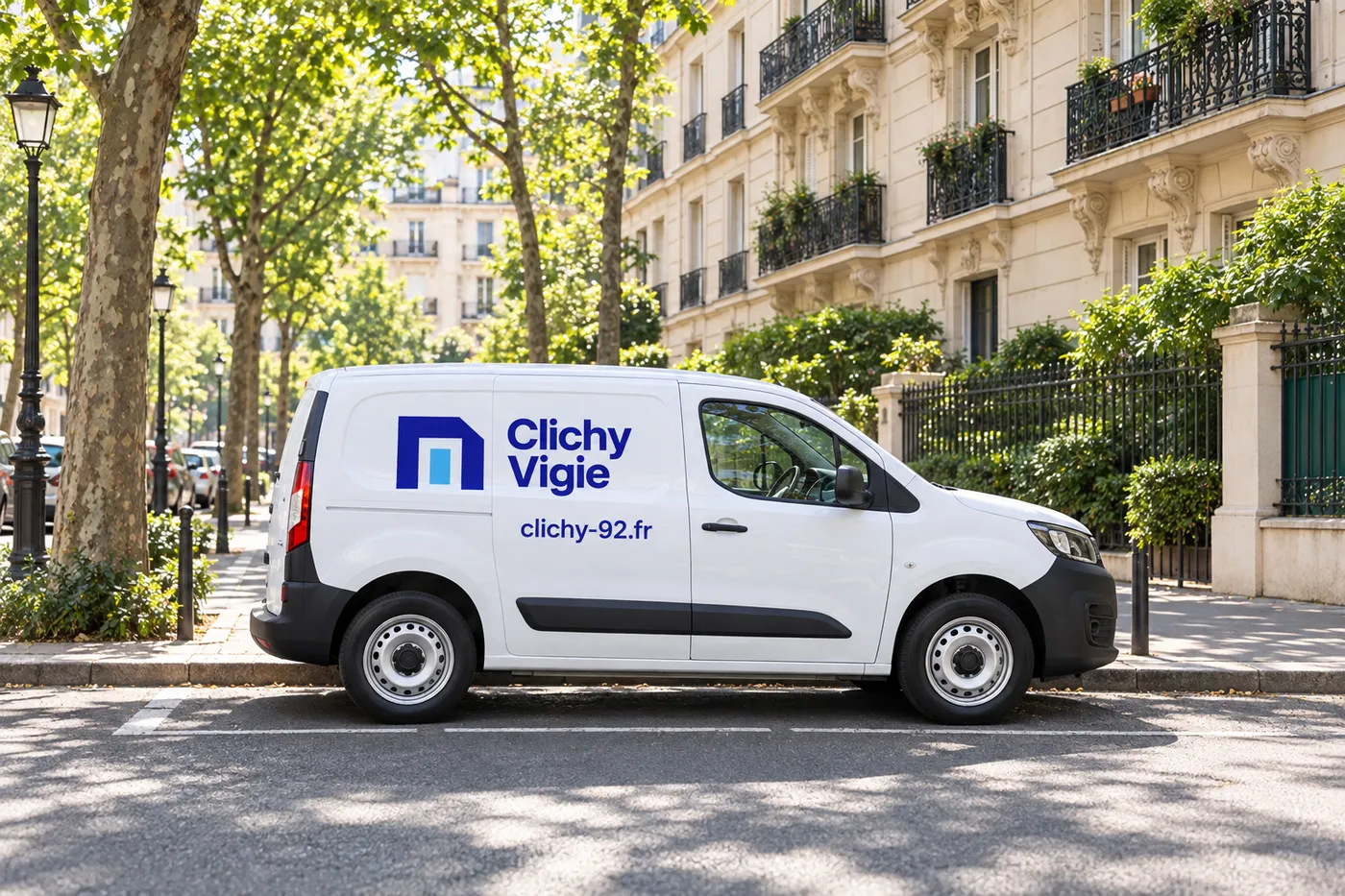 Véhicule utilitaire Clichy Vigie garé dans une rue résidentielle de Clichy-la-Garenne